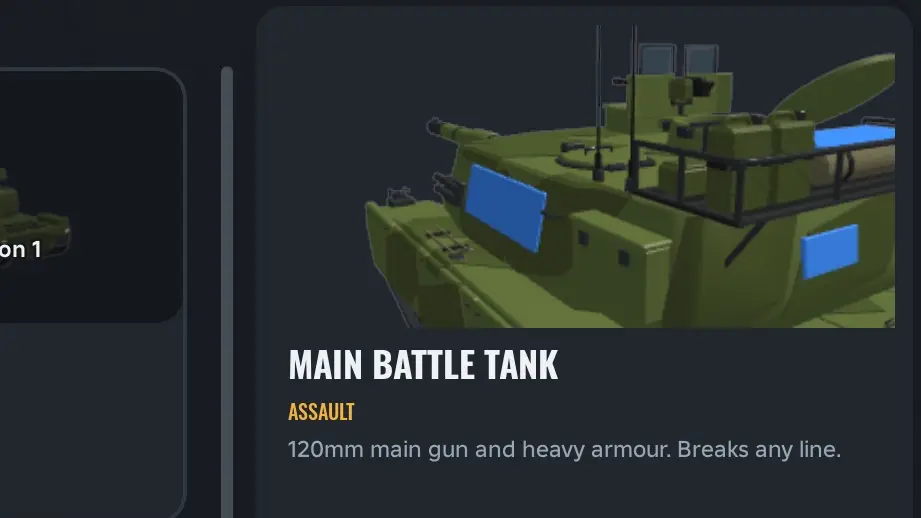 Army Commander Tycoon Heavy Garage with the Main Battle Tank, Anti-Air Tank and artillery