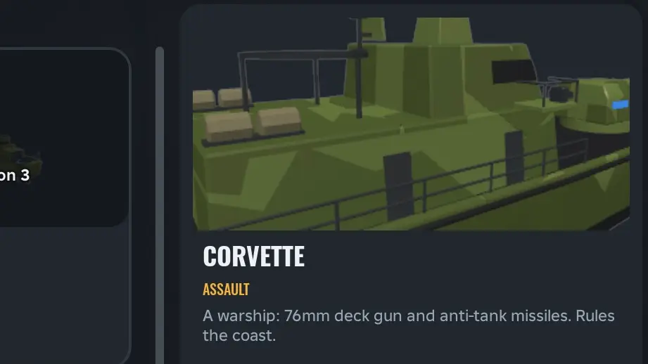 Army Commander Tycoon Naval Yard units: Corvette, Destroyer, Submarine, Battleship